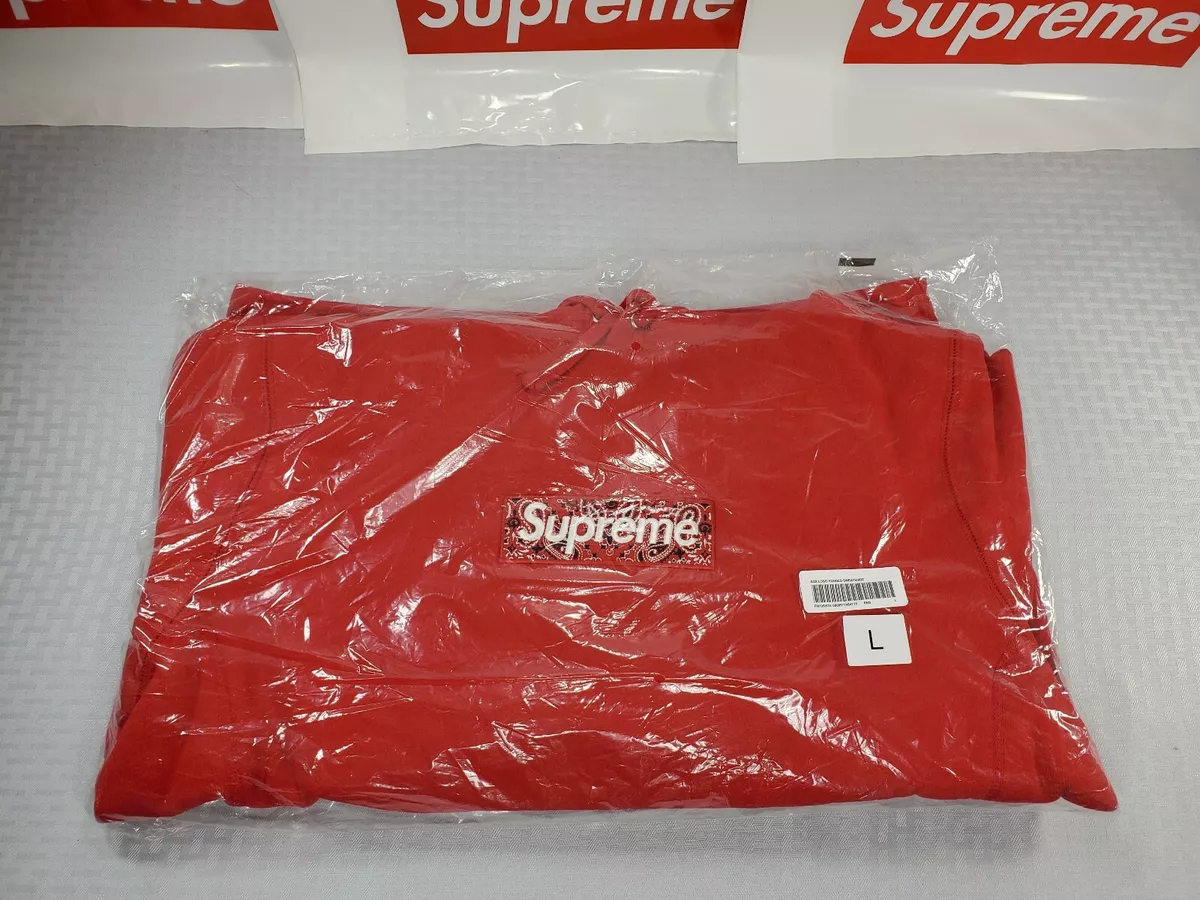 Supreme Bandana Box Logo Hooded Sweatshirt Red - Size Large