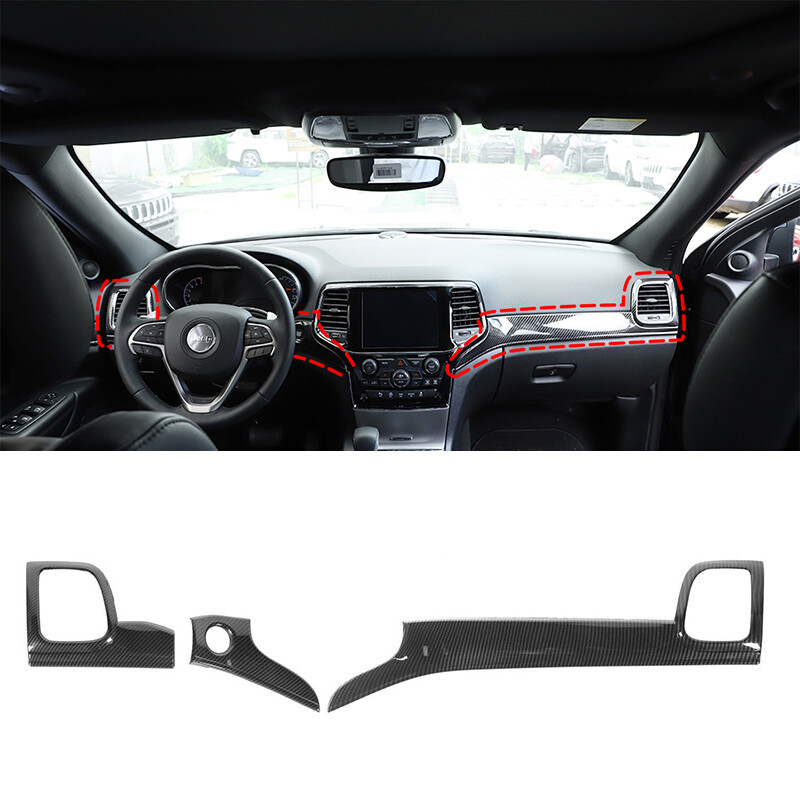 Carbon Fiber Interior Dashboard Panel Decor Trim for Jeep Grand Cherokee 2011+
