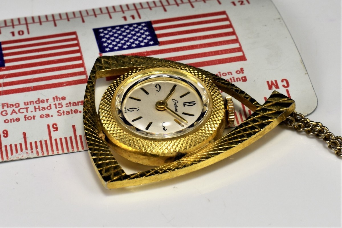 Endura Swiss Mechanical Pendant Watch Alarm Clock Style Gold Tone Vintage Work Endura Vintage Watch - Etsy main image 4