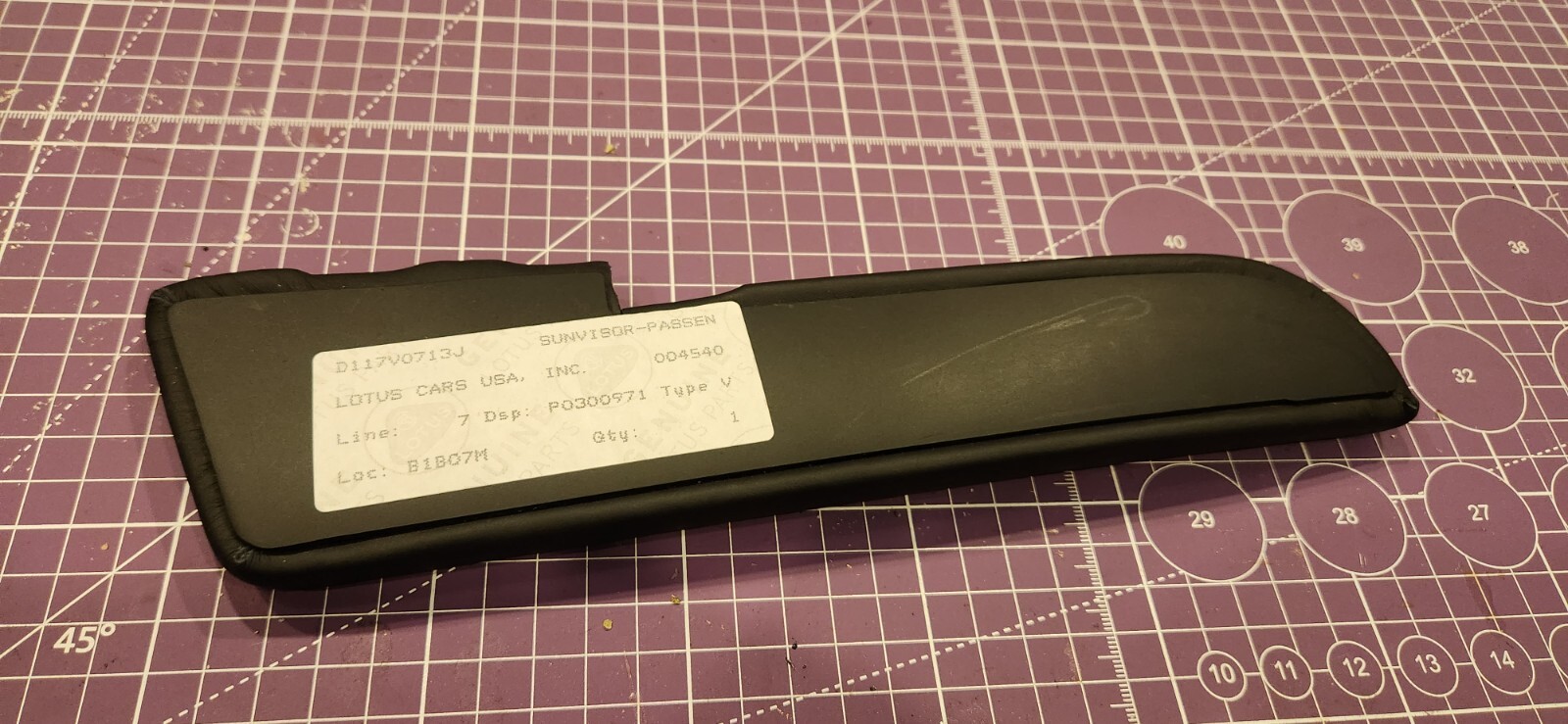 2006 Lotus Elise Passanger side LHD Sun Visor