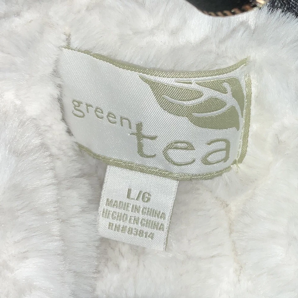 Green Tea Puffer Vest Gray Hooded Women’s Size L Faux Fur Linning Embroidered - Image 4 of 4