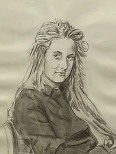 Original BILL KOMODORE (1932-2012) Portrait Painting On Paper Betsy FRAMED