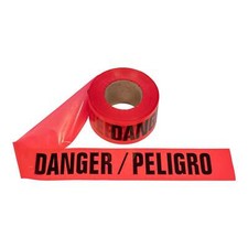 "DANGER/PELIGRO" 3 ROLLS HAZARD WARNING BARRICADE TAPE, 3 IN X 1000 FT, RED