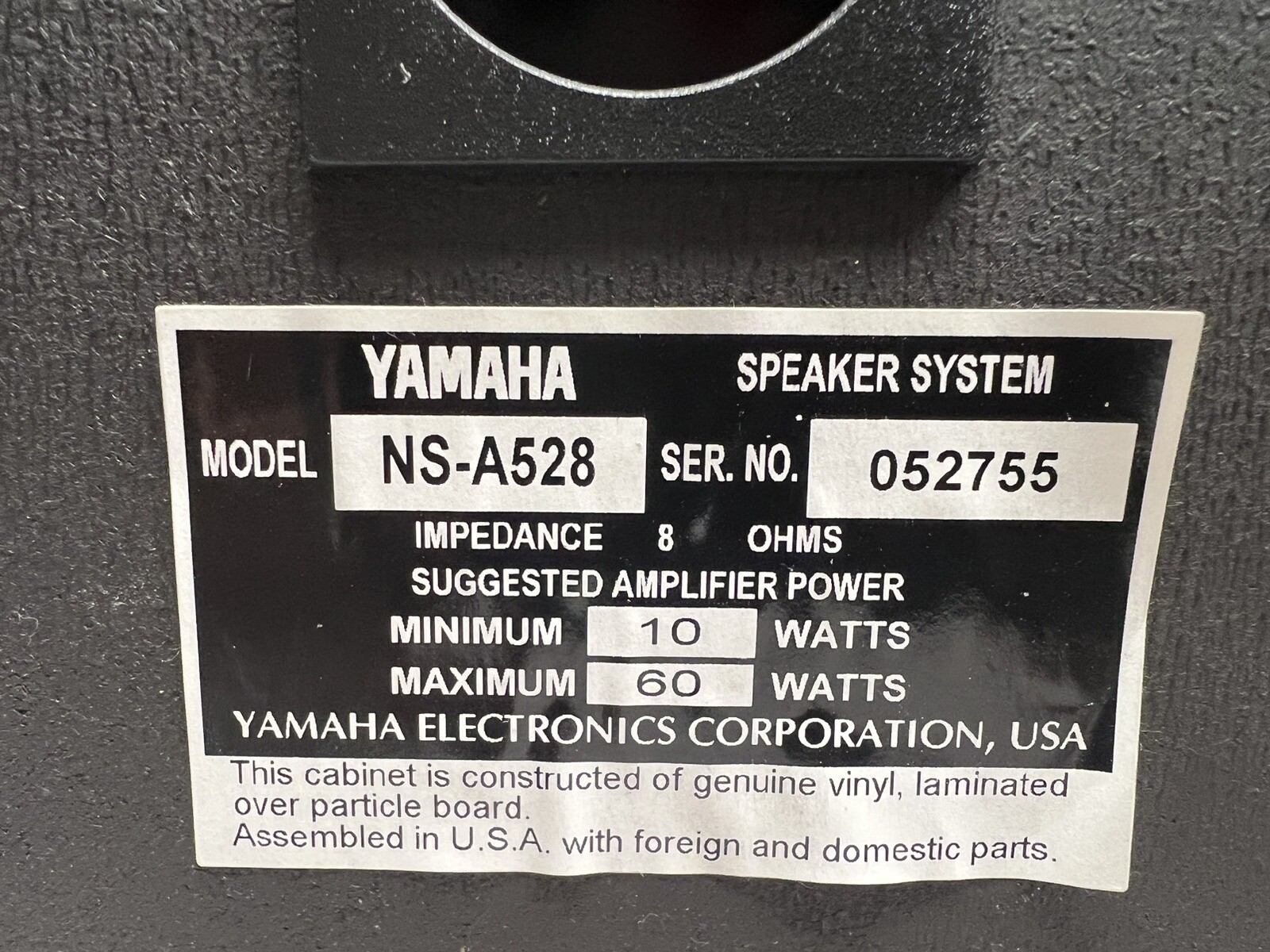 Yamaha NS-A528 Bookshelf Speakers HiFi Stereo System Black Home Audio Left Right