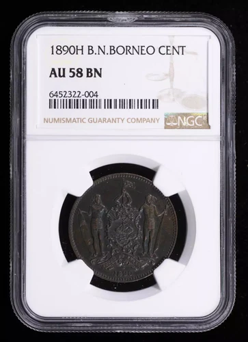 1890 H British North Borneo CENT NGC AU-58 BN