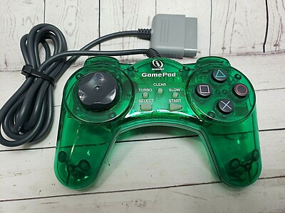 Interact Translucent Green Wired Controller PS1 For PlayStation 1 Gamepad 