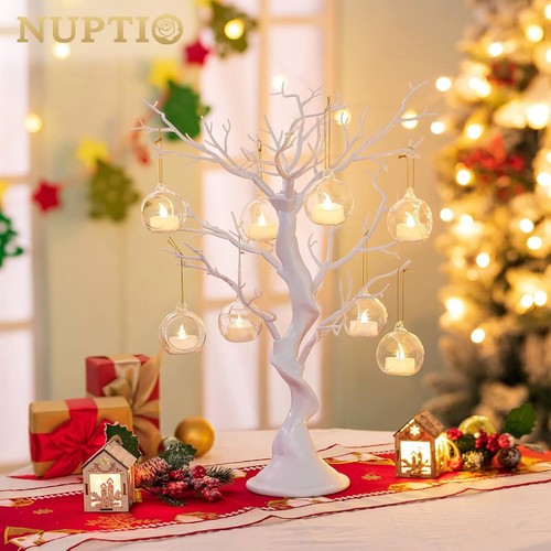Artificial Trees Decorative Trees: 2 Pcs White Twig Trees 22.8in Tall - Picture 2 of 6