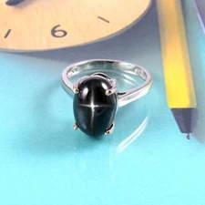 Black Star Sapphire Ring Minimalist Handmade Simple Promise statement jewelry