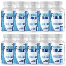 Energize Male Tablets Natural Formula for Energy & Vitality, 10 Bottles