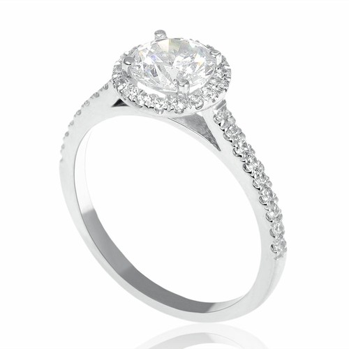 1 Carat F SI1 Beautiful Diamond Engagement Ring Round Cut 14K White Gold - Picture 3 of 7