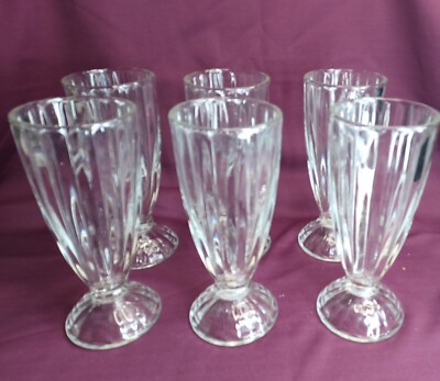 Vintage Milkshake Ice Cream Sundae Glasses Thick Ribbed Glass Heavy  Libbey