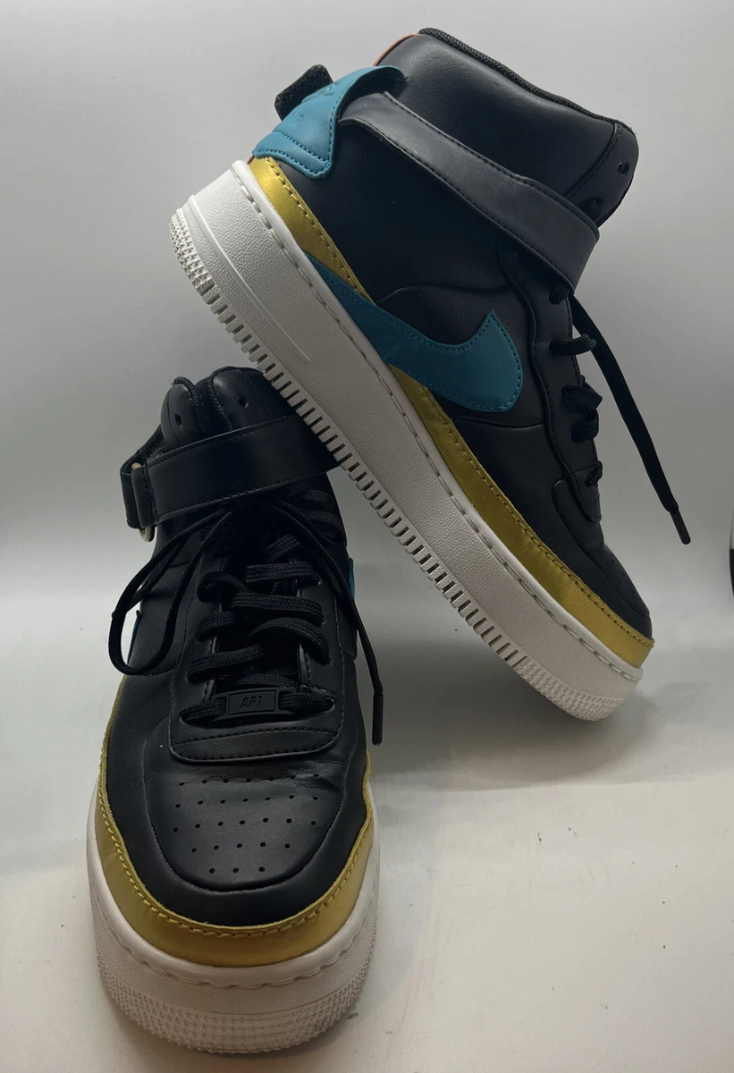 Nike Air Force 1 High Jester XX Women’s Size 9 Black Blue Gold AR0625-001  🔥EUC