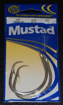 2 Mustad 39960DT Duratin Size 16/0 Circle Hooks 2X Strong Saltwater 39960DT-160