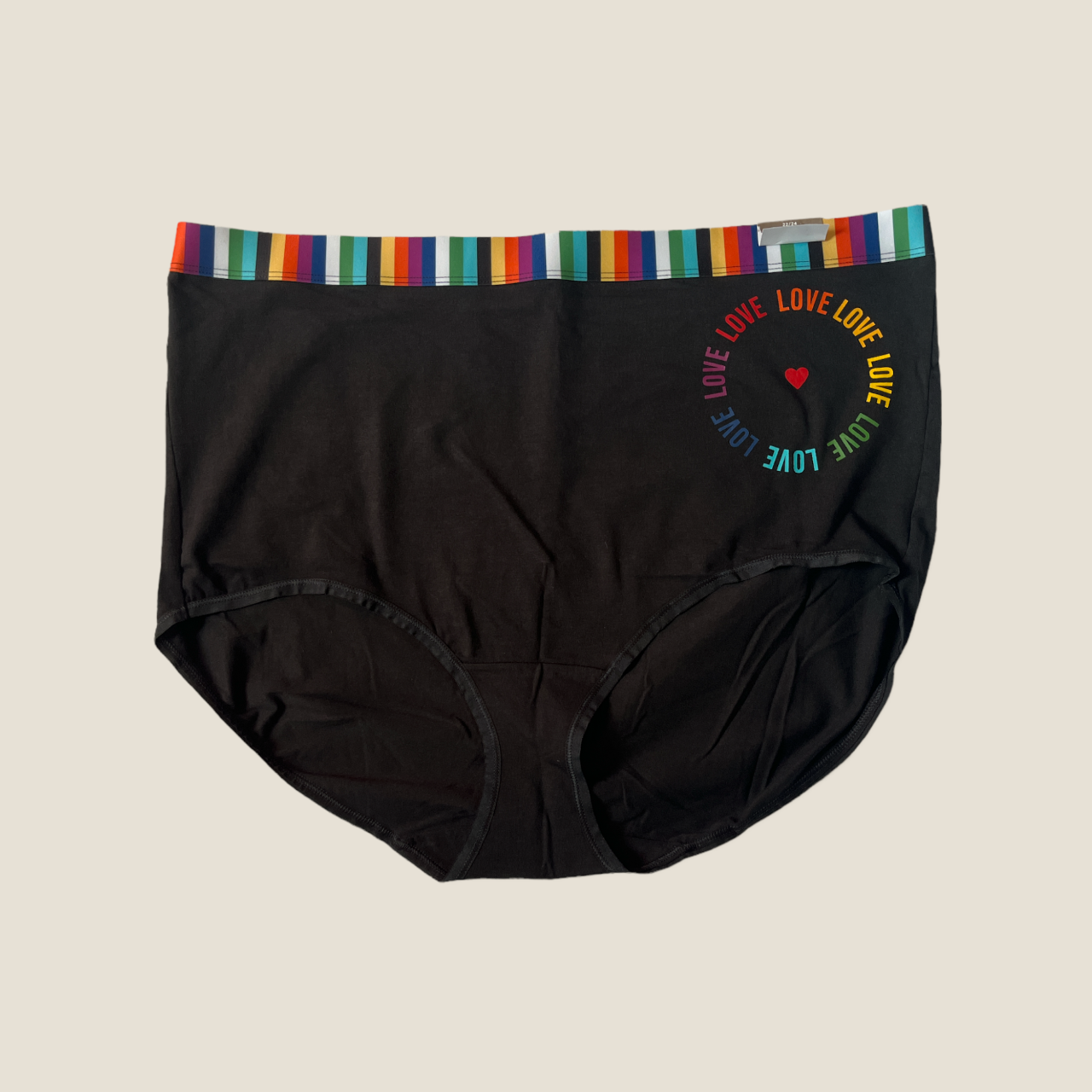 Cacique Cotton High Waist Brief Panty Rainbow Love Pride Heart 18/20 22