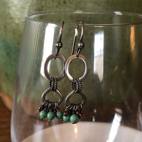 Silpada Sterling Silver HTF Howlite Bronze Bead Dangle Earrings W1536 RARE - Picture 10 of 12