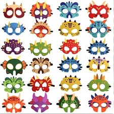 24-Pack Dinosaur  Dragon Felt Masks Kids Animal Costume Set Halloween Birthday