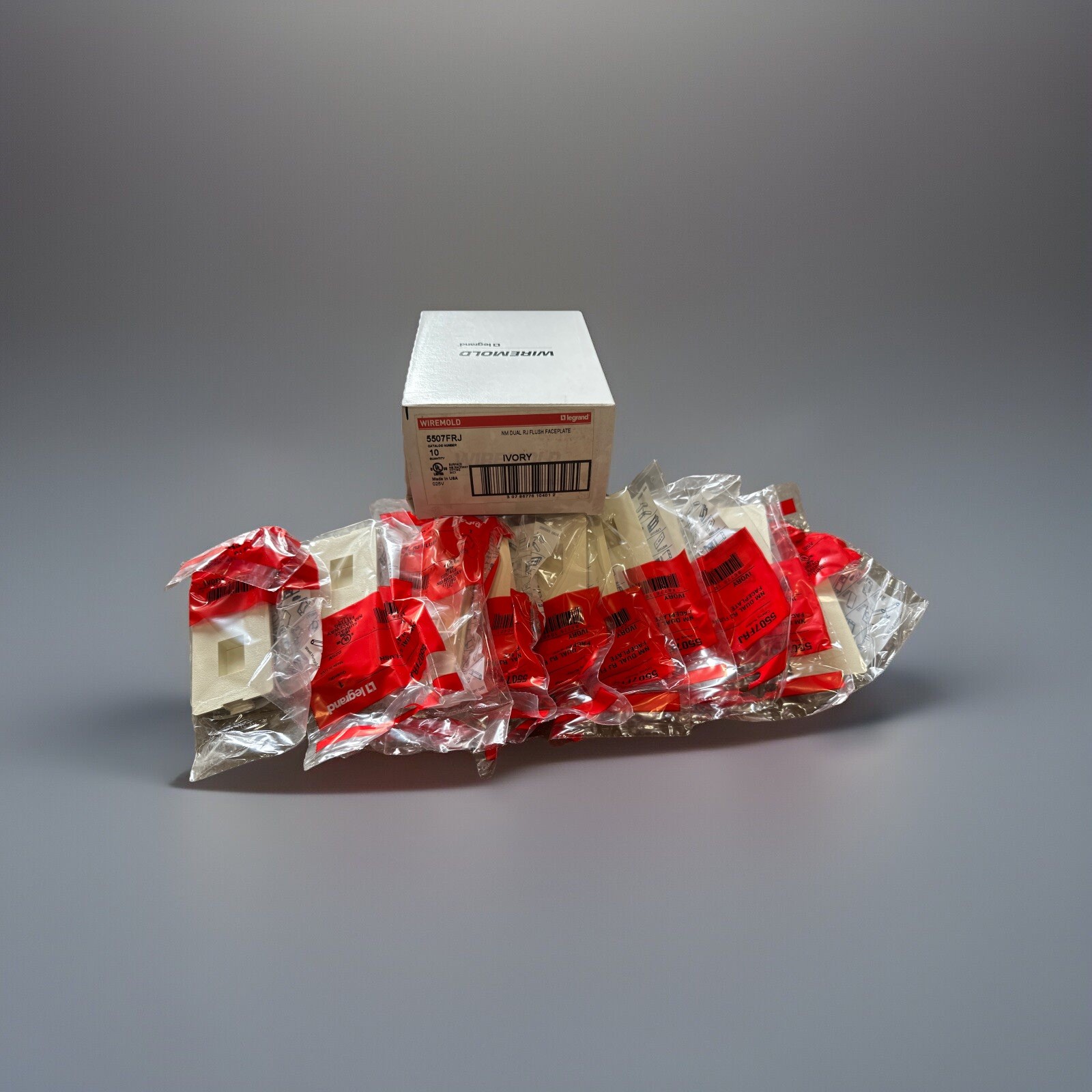 🔴(QTY 10) Legrand Wiremold 5507FRJ NM Dual RJ Flush Face Plate Ivory‼️