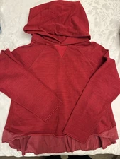 Lululemon Athletica Red Long S Athletic Shirt with Flowy Back and Hood Size 8