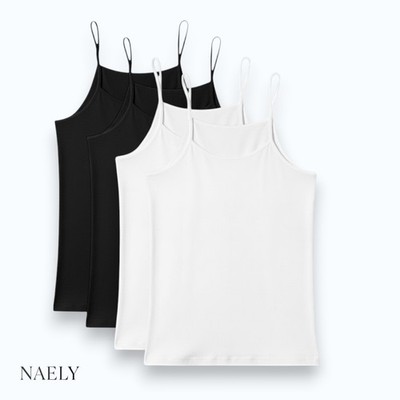 Damen Unterhemden Baumwolle 2er Pack Spaghettiträger Basic Tank Top