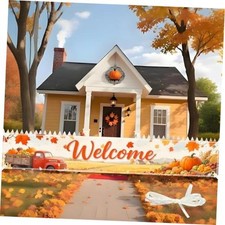 Welcome Banner Happy Banner 120x20 Inch Thanksgiving Decorations Outdoor Fall