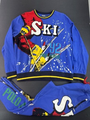 Polo Ralph Lauren Sweater Joggers Outfit Mens Large Blue Ski 92