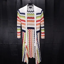 Attitudes by Renee Sweater Women's Size Small Multicolor Rainbow Zigzag Long