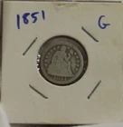 1851 US Seated Liberty Dime 10c G (Cleaned)