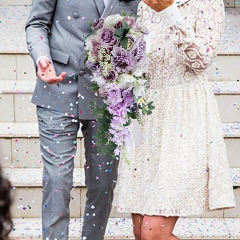 Wedding Bouquets for Bride Waterfall Wedding Flower Bridesmaid Bouquets for - Image 4 of 4