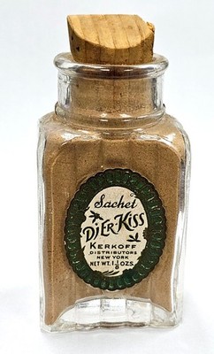 Dier-Kiss Perfume Sachet by Kerkoff - Vintage 1940s Original Label Full Bottle