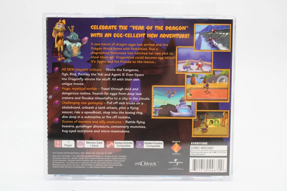 Reacondicionado PS1 Spyro Año del Dragón Etiqueta Negra CIB Uso Cosmético Limpio VER Foto 2 de 4