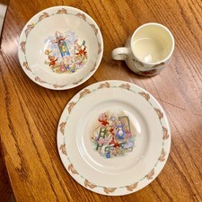 3-Piece Bunnykins Royal Doulton Cup Bowl and Plate Set English Fine Bone China