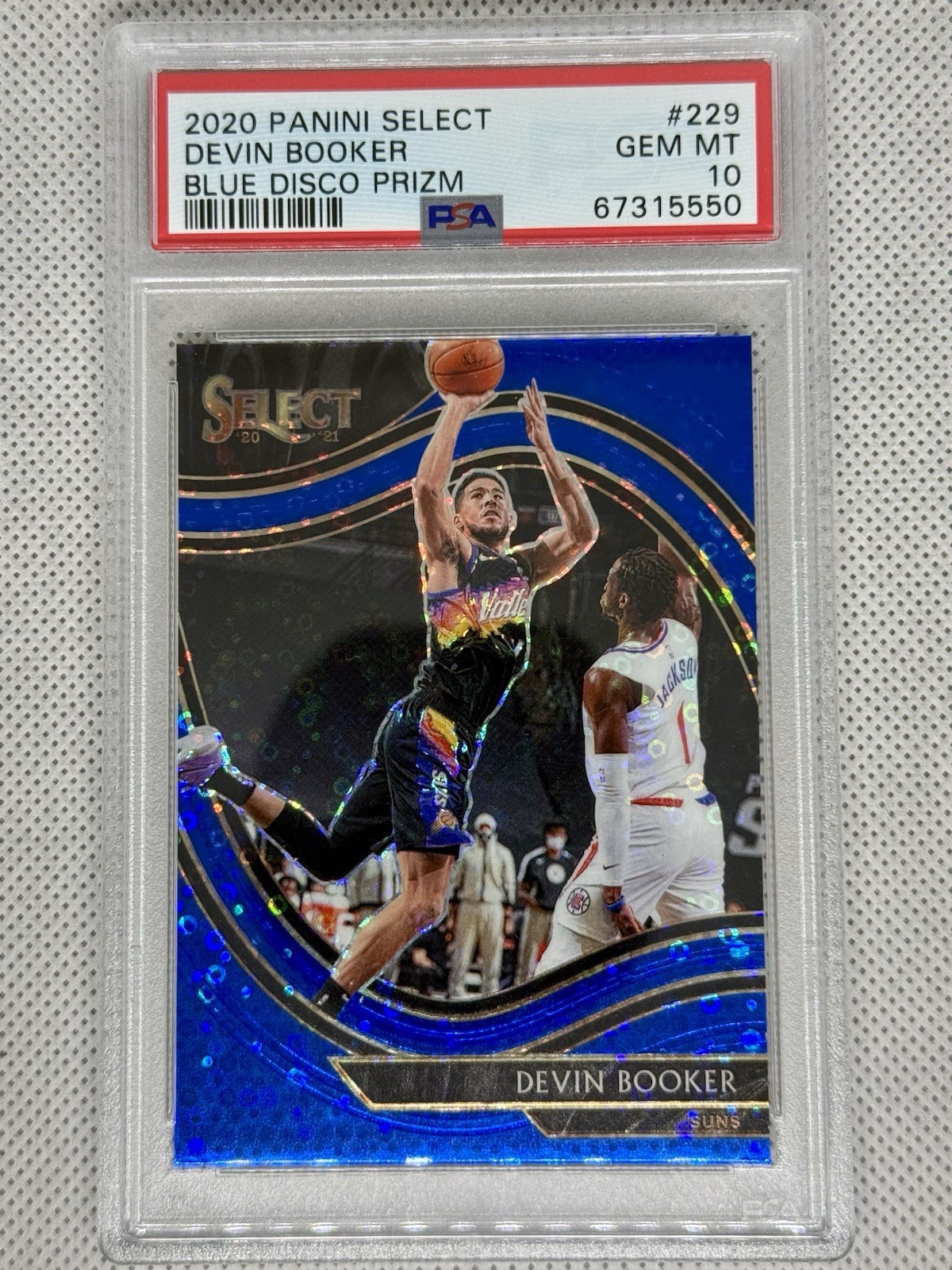 2020-21 Panini Select Devin Booker Courtside Blue Disco Prizm /25 Suns PSA 10 SP