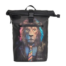 New Rebels Rucksack New York Rolltop Lion Löwe, Laptop-Fach wasserabweisend