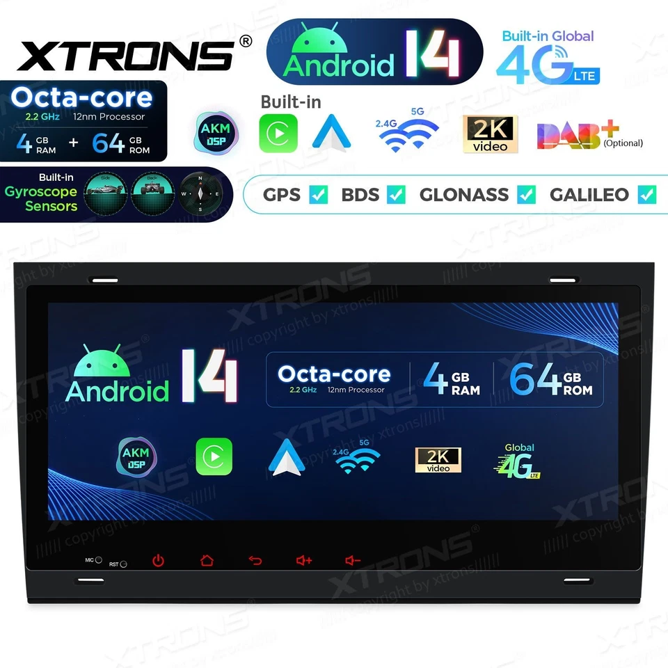 AUTORADIO ANDROID 4/64GB AUDI A4 (B6-B7) S4 RS4 SEAT STEREO AUTO NAVI CARPLAY - Immagine 4 di 4