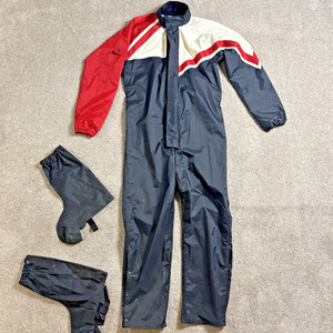 VTG Atlantic One-Piece Motorcycle Rain Suit - Medium - Red/Black/White Retro