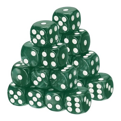 20Pcs Standard Game Dice Set 16mm Pearl Pattern Square Dice, Dark Green