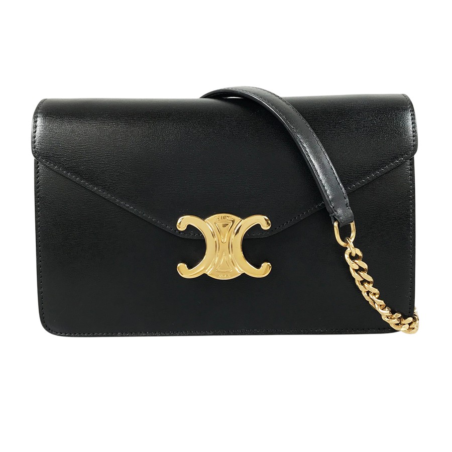 CELINE Triomphe Chain Wallet Margo 10L033DPV.38NO Leather Wallet bag