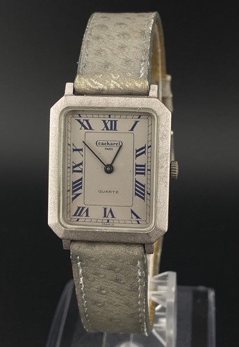 Cacharel Paris France Roman Dial Tank Leather Strap Ladies Vintage Slim Watch - Picture 3 of 12