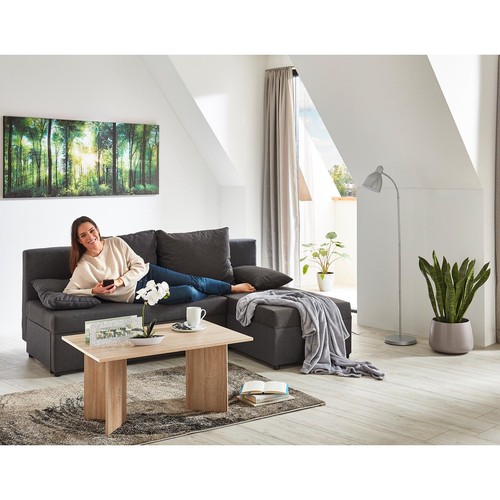 Ecksofa - grau - Webstoff - mit Liegefunktion Sofa Wohnlandschaft Couch - Bild 10 von 10