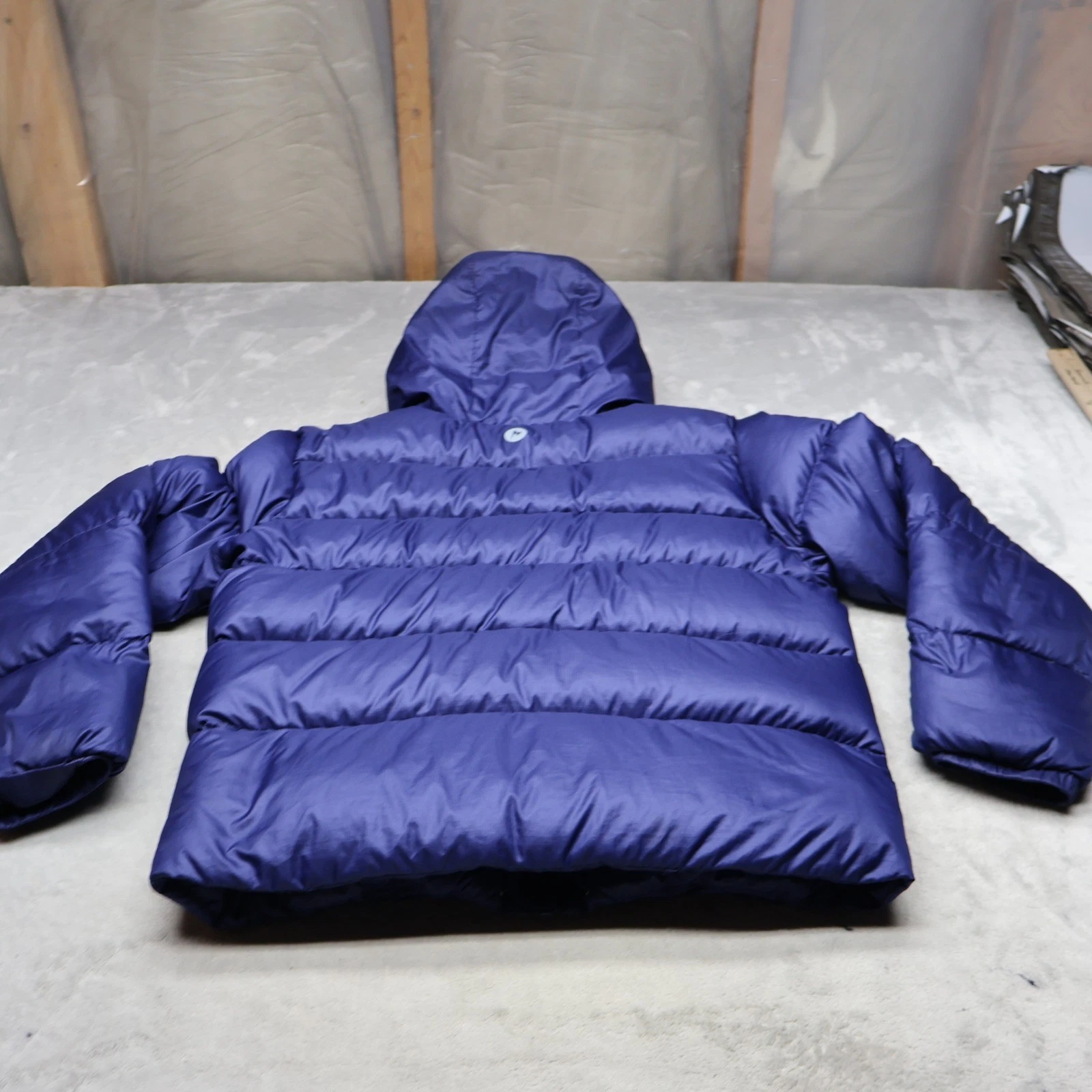 Marmot Jacket Kid Large Blue Guides Down Hoody Insulated Light Pack Ripstop Puff