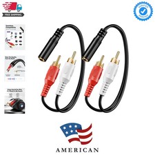 3.5mm Female to 2 RCA Splitter Male Stereo Audio Y Cable 2-Pack, Gold Plated ...
