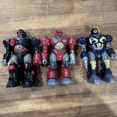 3 Hap-P-Kid 7'' Cybotronix Robots Red and Black Rovo - Lights Up and Walks