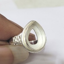 925 Sterling Teardrop Blank Bezel Cup Silver Set Stone Diy Jewelry Making Ring