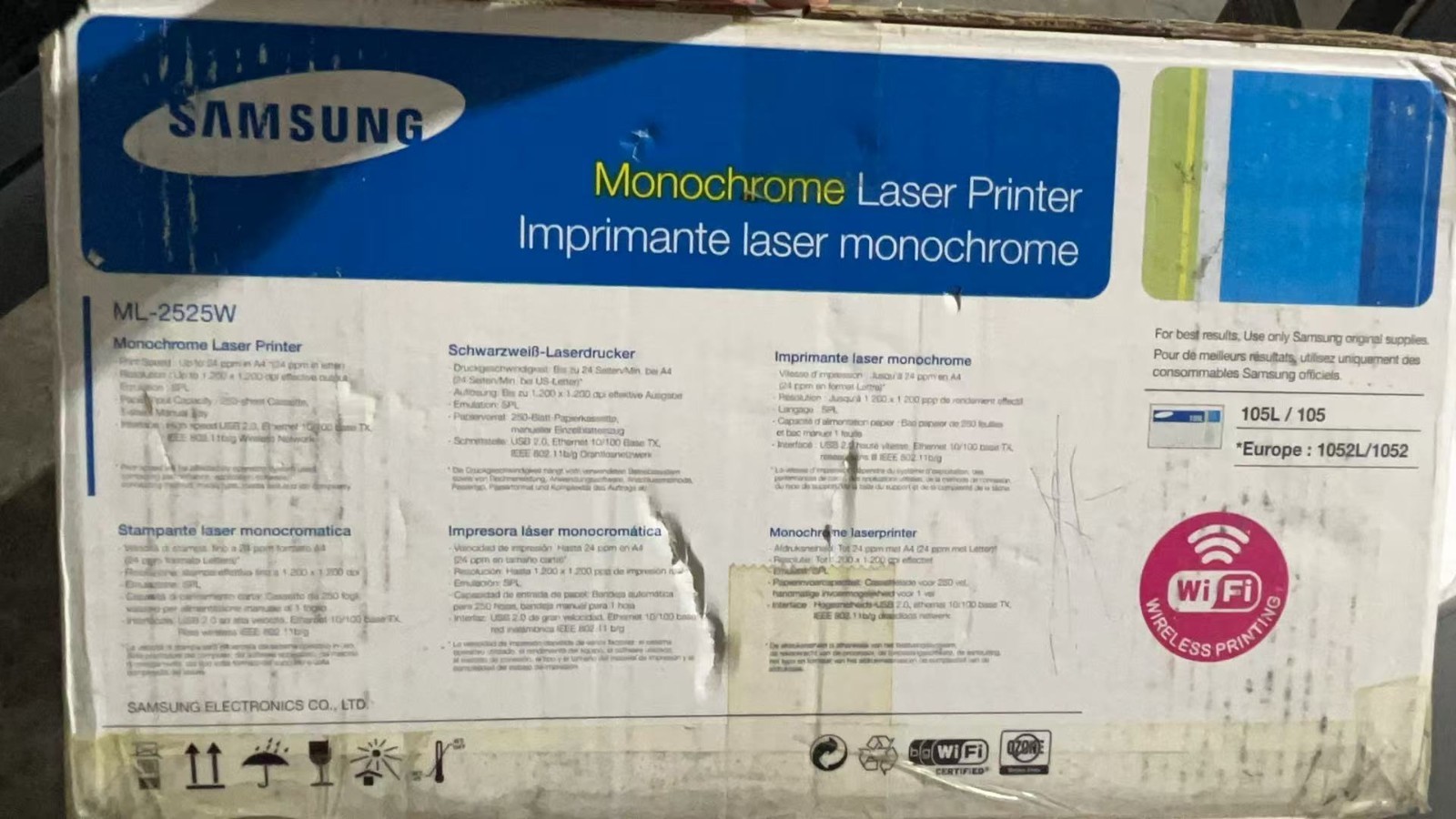 NEW Samsung Workgroup Laser Printer ML-2525W Wireless in open box without ink