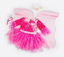 NWT Princess Tinker Bell Fairy Factory Hot Pink Metallic Costume Sz 7/8 4pc Set