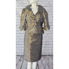 Rickie Freeman for Teri Jon Mother of the Bride Silk Metallic 2pc Skirt Set Sz 8