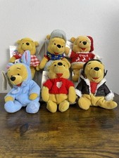 VINTAGE 1999 Disney Store Winnie The Pooh Beanies Lot of 6 Plush Tags Attached