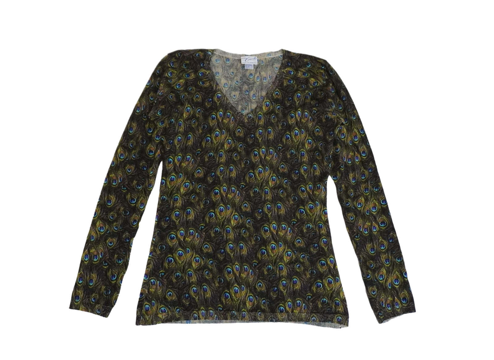 Vintage Richard Grand Peacock Cashmere/Silk Mix Blouse Size Small