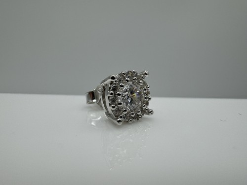 925 Sterling Silver Mens 8mm Single Diamond Stud Earring New Princess Cut - Picture 4 of 6