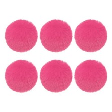 6Pcs Fluffy Soft Faux Fur Pom Poms for Hats with Elastic Loop, Light Red